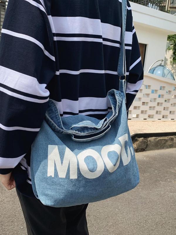 Men's Casual Fashion Letter Print Crossbody Bag, Summer Trendy Versatile Slip on Shoulder Bag for Daily & Outdoor, Casual Trendy Versatile High-quality Daily Commuting Bag