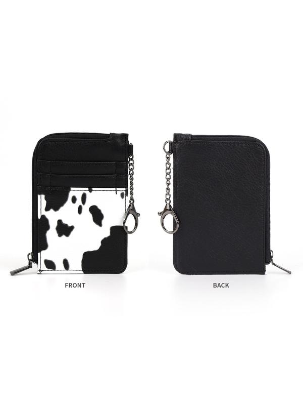 Women's Cow Print Zipper Wallet, Fashionable Pu Leather Card Holder, Casual Versatile Wallet for Daily Used