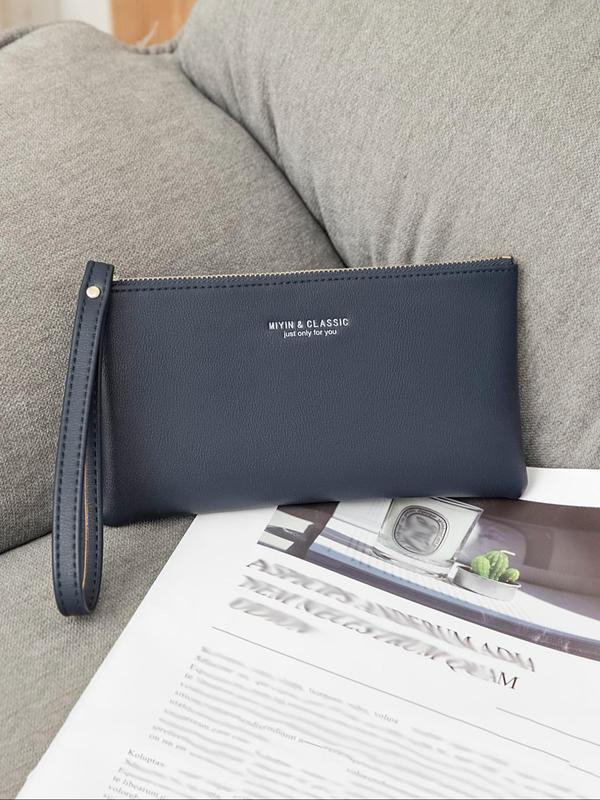 Women's Fashionable Letter Detail Zipper Long Wallet,  Casual Pu Leather Wristlet for Women & Girls, Trendy Versatile High-quality Daily Wallet