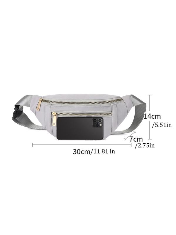 Women's Fashion Zipper Fanny Pack, Casual Plain Color Chest Bag with Adjustable Strap, Trendy Versatile High-quality Daily Commuting Bag, Girl Fashionable Shopping Bag