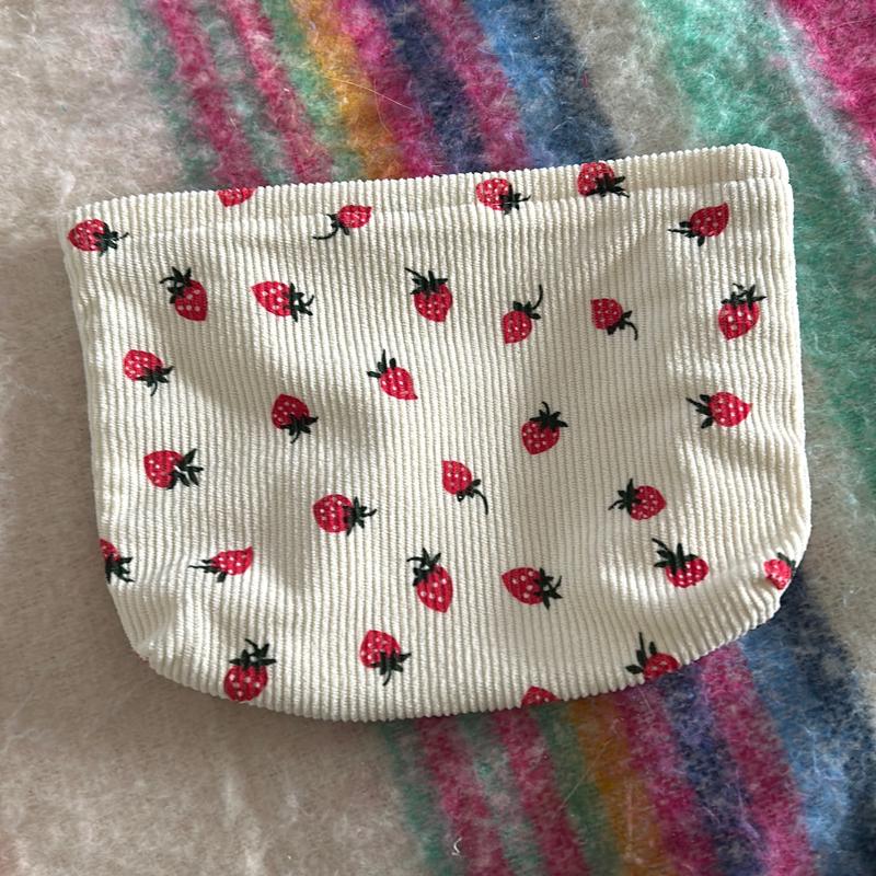 Strawberry Print Makeup Bag