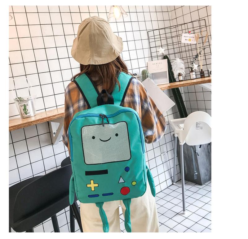 Cute Cartoon Adventure Time Bmo Backpack Creative Funny Student School Bag Casual Travel Bag Daypack