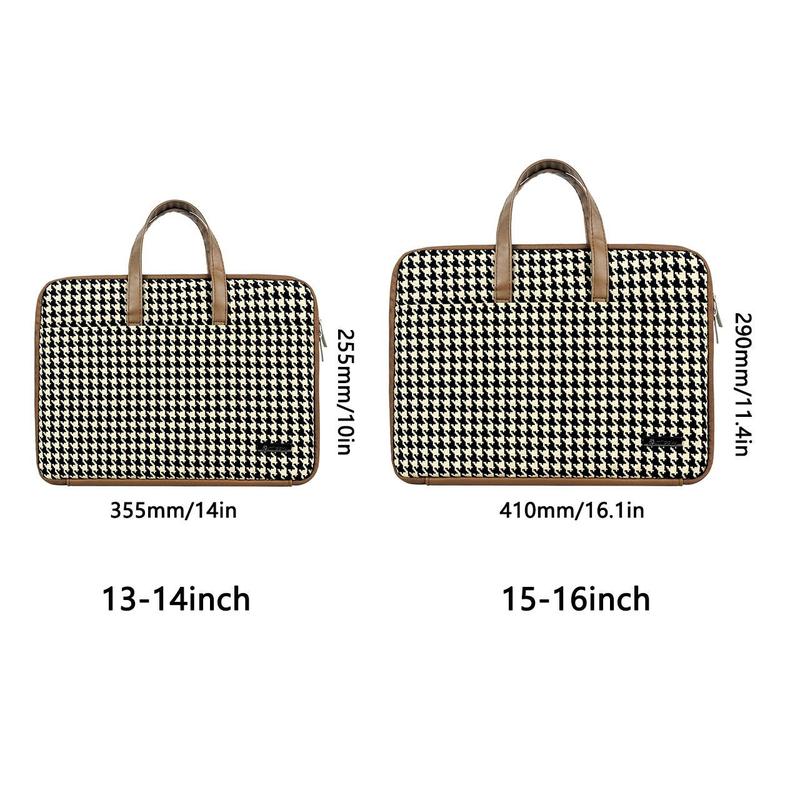 MILOOKY Houndstooth Pattern Laptop Bag, PU Leather Laptop Case with Pocket, Laptop Bag for Women & Men, Computer Accessories for Work