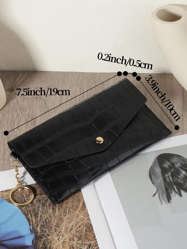 Women's Minimalist Temperament Solid Color Crocodile Emobssed Long Wallet, Fashionable Zipper Card Holder for Daily Used, Stylish All-match Wallet for Women