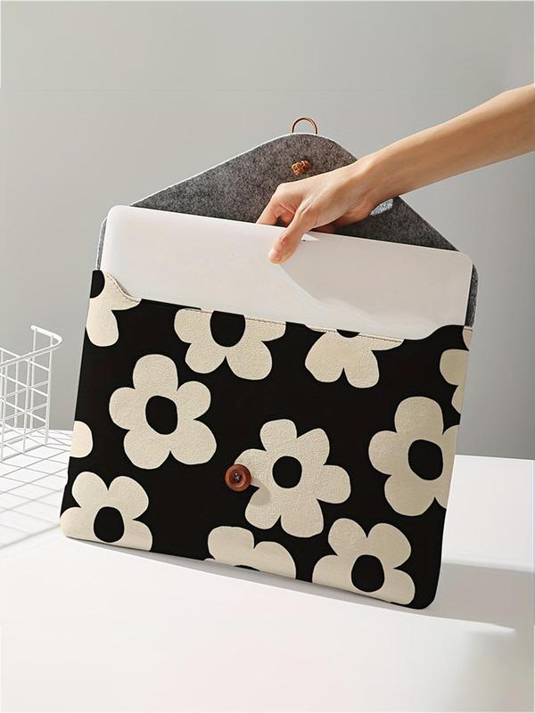 Floral Print Laptop Bag, Soft Laptop Storage Case, Tablet Storage Bag, Laptop Bag for Women & Men