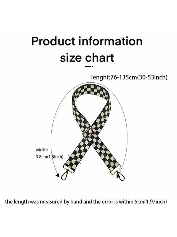 Checked Pattern Adjustable Bag Strap, Casual Bag Strap for Women & Men, Fashionable Bag Accessories for Daily Use