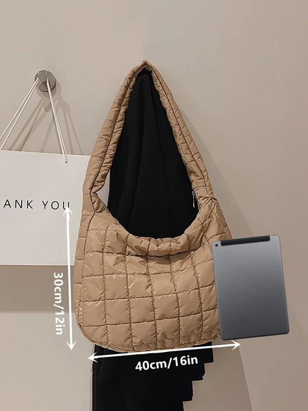 Women's Solid Color Quilted Design Crossbody Bag, Fashionable Large Capacity Shoulder Bag for Daily Used, Casual Trendy Versatile High-quality Daily Commuting Bag