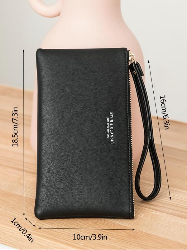 Women's Fashionable Letter Detail Zipper Long Wallet,  Casual Pu Leather Wristlet for Women & Girls, Trendy Versatile High-quality Daily Wallet