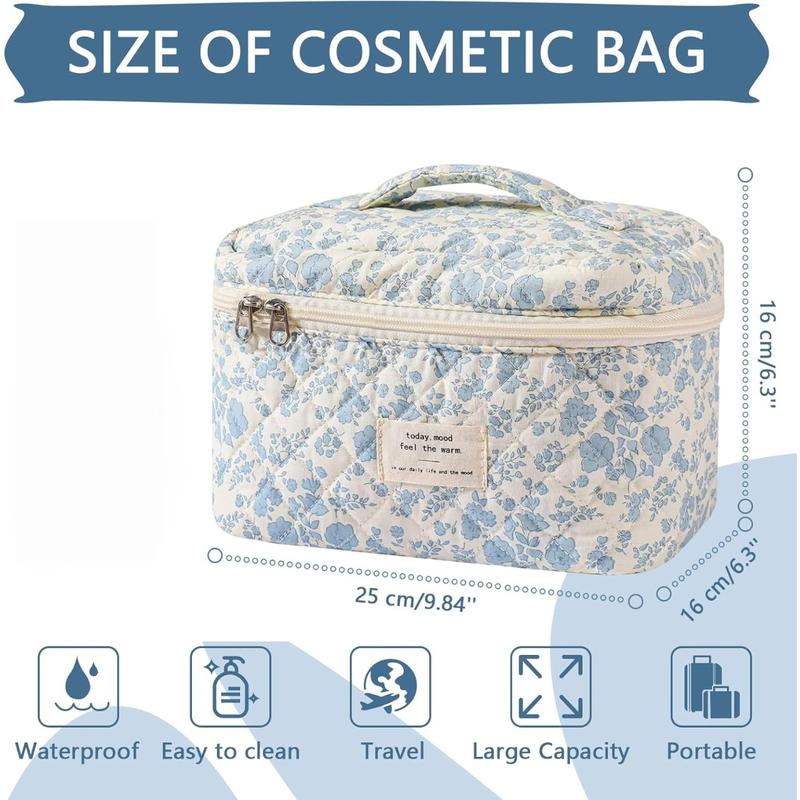 Large Makeup Bag, Cute Cosmetic Bag for Women Girls, Floral Coquette Aesthetic Toiletry Bag, Travel Make Up Organizer Bag