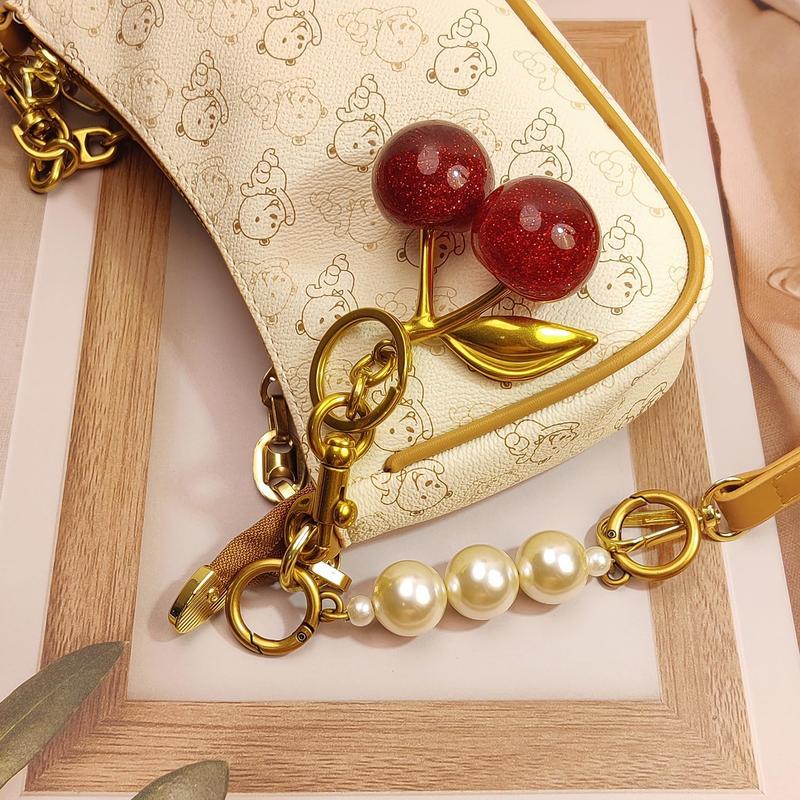 3 count Vintage  Bag Extender Chain Purse Strap Extenders Sweet Cherry Bag Charm Keychain Purse Handbags