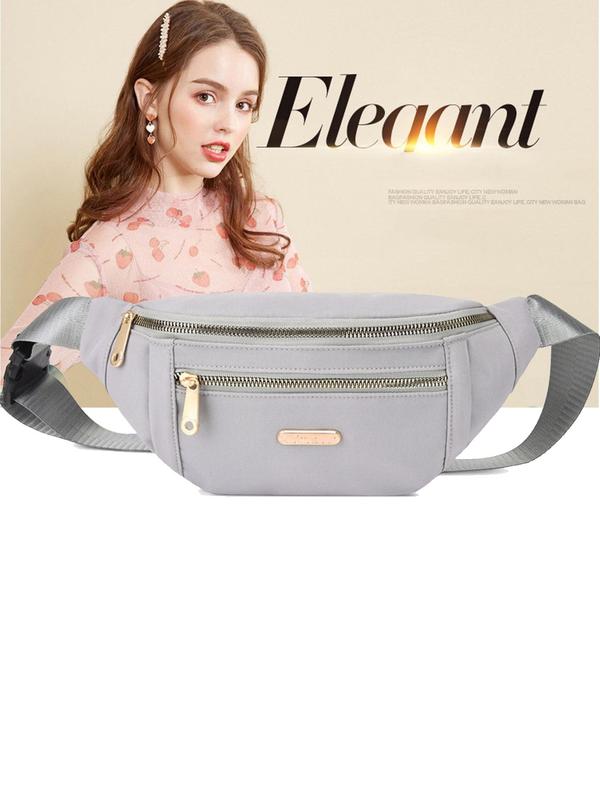 Women's Fashion Zipper Fanny Pack, Casual Plain Color Chest Bag with Adjustable Strap, Trendy Versatile High-quality Daily Commuting Bag, Girl Fashionable Shopping Bag