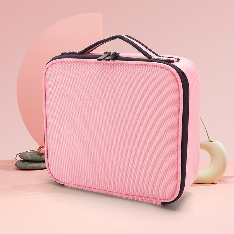 Large Capacity Makeup Storage Bag with Handle, Travel Makeup Case, Summer Portable Multi-grid Cosmetics Storage Bag, Zipper Makeup Organizer Pouch for Perfume Lotion, Great for Makeup Brushes, Makeup Bag for School, Makeup Tools, Christmas Gift