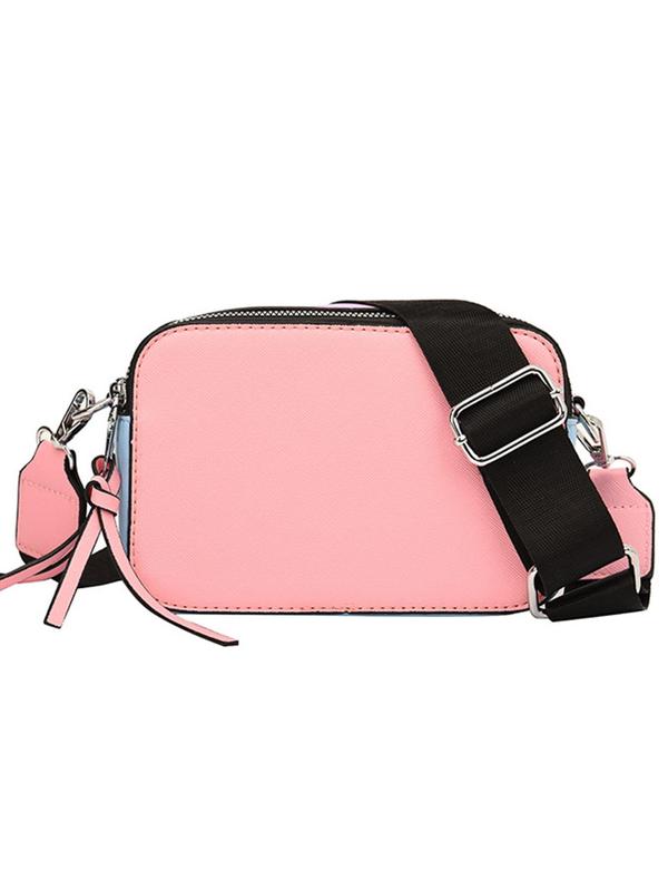 Fashion Colorblock Mini Square Bag, with Zipper Adjustable Strap, Casual Versatile Crossbody Bag for Women, Trendy All-match Commuter Bag for Daily Used