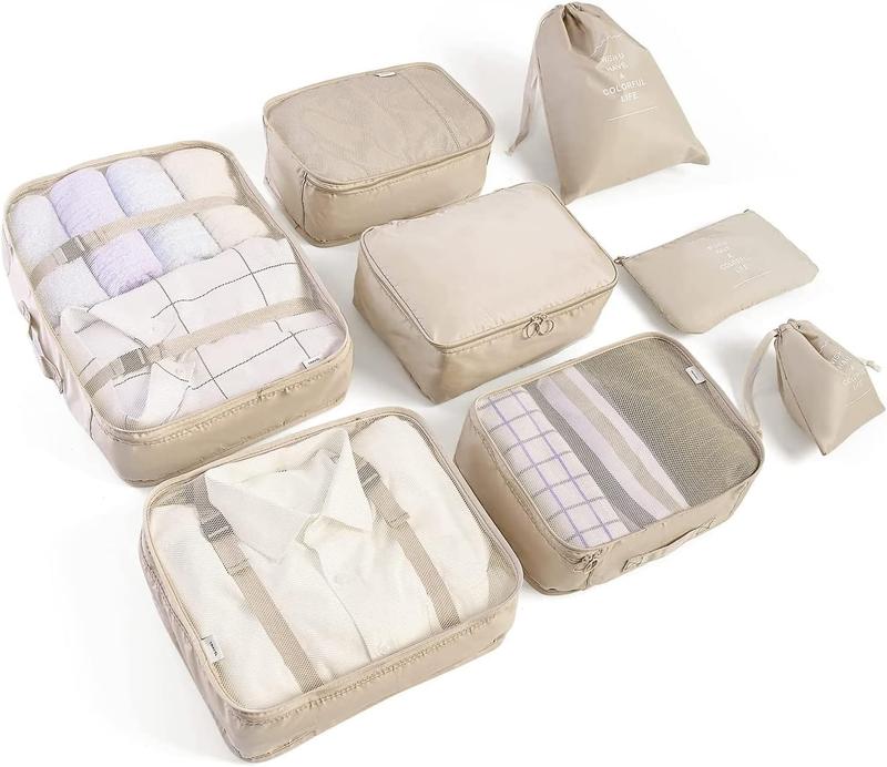 8 Set Packing Cubes for Suitcases Travel Luggage Packing Organizers,Travel  Luggage Organizer for Travel Accessories Shoe Bag Tioletry Bag Laundry Bag