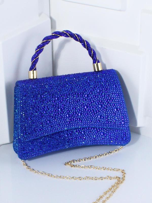 Women's Elegant Rhinestone Decorated Evening Bag, Exquisite Trendy Chain Strap Crossbody Bag, Fashionable Bag for Party Decoration