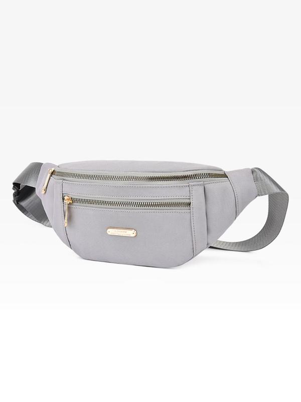 Women's Fashion Zipper Fanny Pack, Casual Plain Color Chest Bag with Adjustable Strap, Trendy Versatile High-quality Daily Commuting Bag, Girl Fashionable Shopping Bag