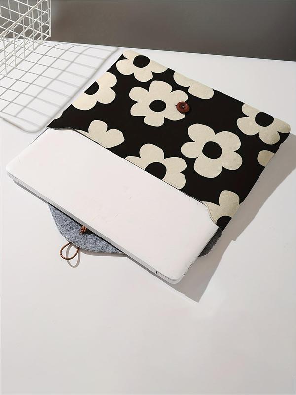 Floral Print Laptop Bag, Soft Laptop Storage Case, Tablet Storage Bag, Laptop Bag for Women & Men