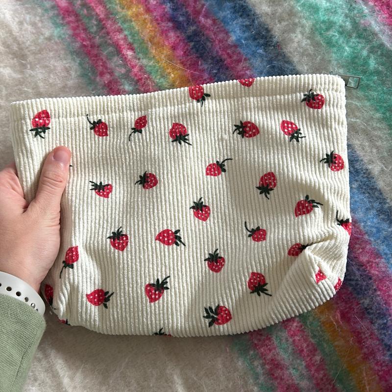 Strawberry Print Makeup Bag