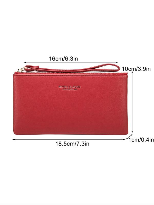 Women's Fashionable Letter Detail Zipper Long Wallet,  Casual Pu Leather Wristlet for Women & Girls, Trendy Versatile High-quality Daily Wallet