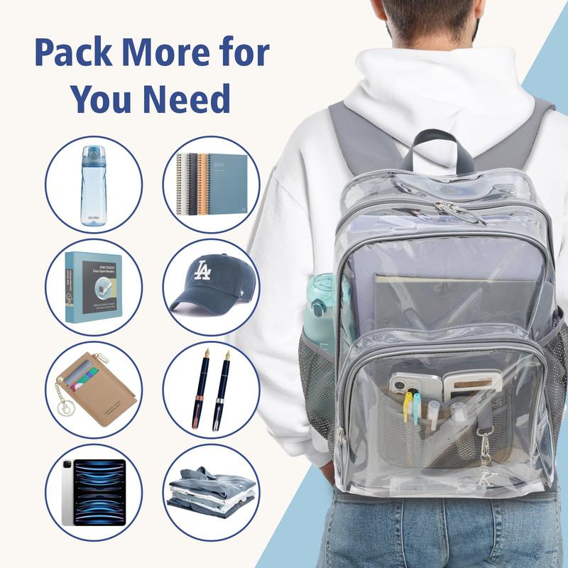 Clear Backpack Heavy Duty - PVC Transparent Backpack Large Clear Book Bag for College Work