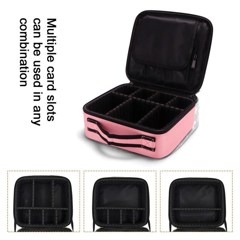 Large Capacity Makeup Storage Bag with Handle, Travel Makeup Case, Summer Portable Multi-grid Cosmetics Storage Bag, Zipper Makeup Organizer Pouch for Perfume Lotion, Great for Makeup Brushes, Makeup Bag for School, Makeup Tools, Christmas Gift