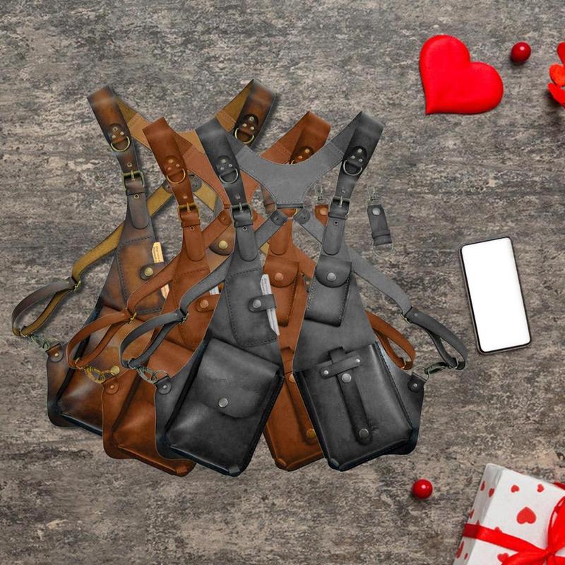 Hidden Underarm Shoulder Bag PU Leather Travel Wallet Crossbody Bag Backpack for Party Outdoor Sports Travel Steampunk Cosplay