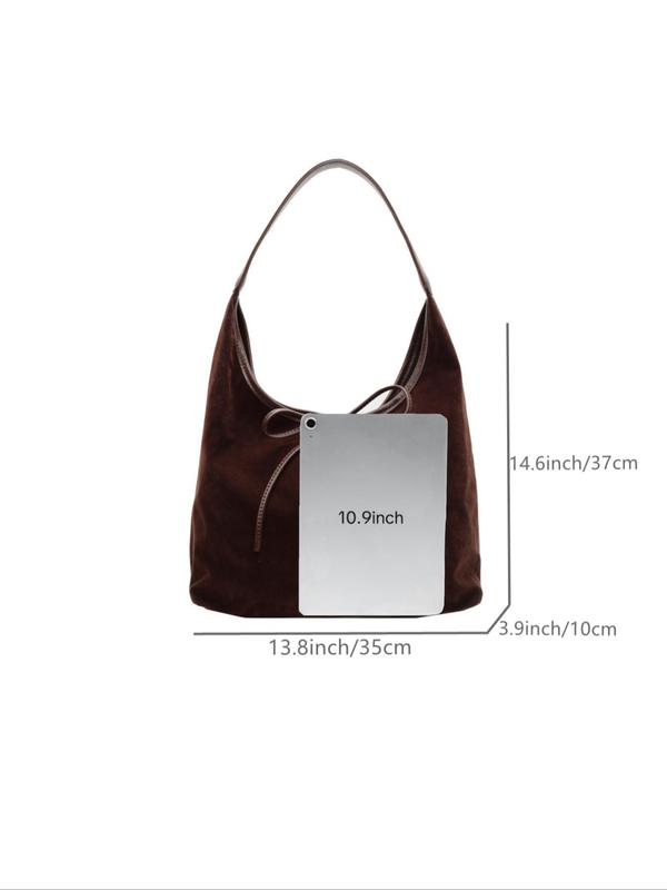 Women's Bow Decorated Shoulder Bag, Fashionable Solid Color Shoulder Bag for Daily Used, Casual Trendy Versatile High-quality Daily Commuting Bag