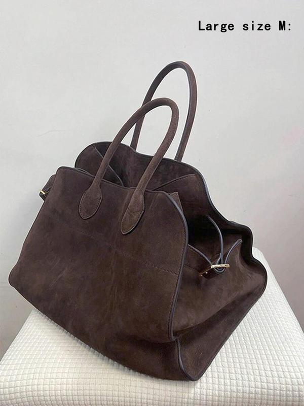 Women's Solid Color Suede Tote Bag, Fashionable Large Capacity Shoulder Bag for Work & Daily Used, Casual Trendy Versatile High-quality Daily Commuting Bag