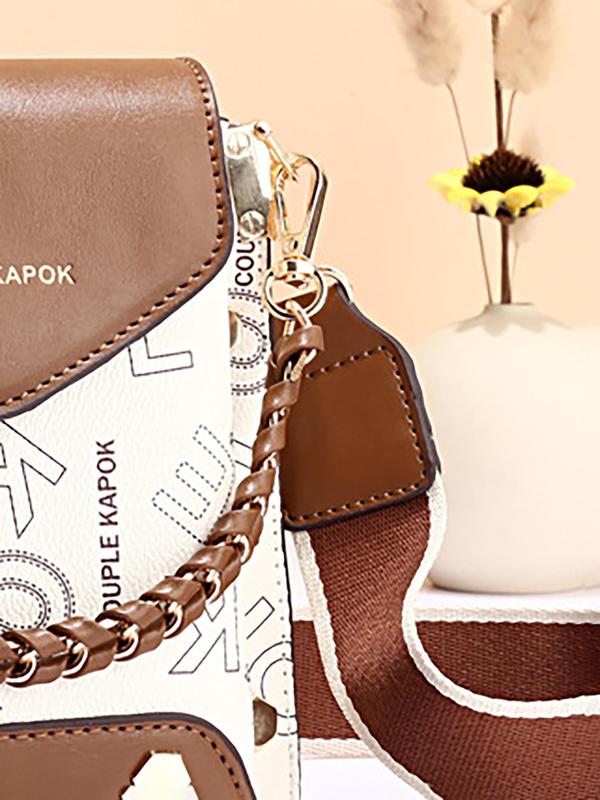 Fashionable Letter Pattern Crossbody Bag with Cartoon Charm, Casual Pu Leather Shoulder Bag for Women, Lightweight Suitable for Fashionable White-collar Workers, University Students