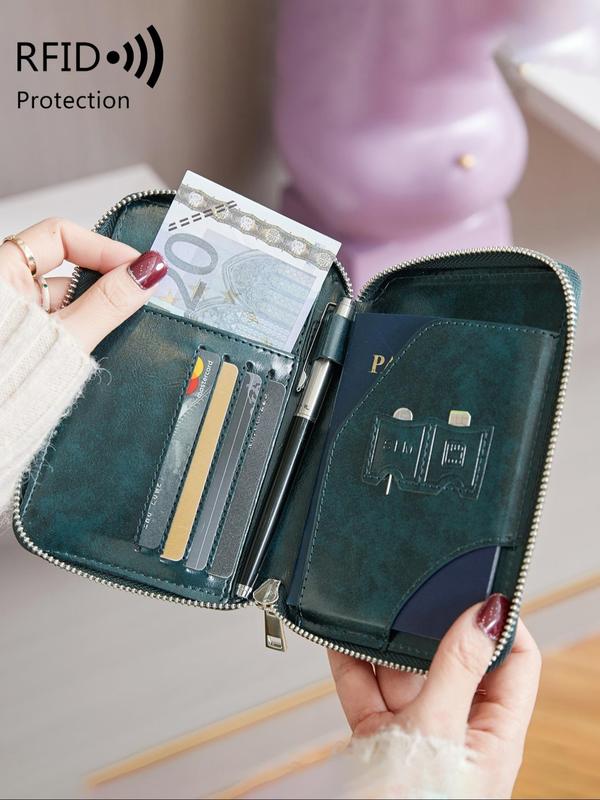 2024 Summer Solid Color Airplane Passport Card Bag, Multifunctional Card Covers, Card Slots Wallet, Travel Essentials, Portable RFID Blocking Travel Wallet, Purse for Women