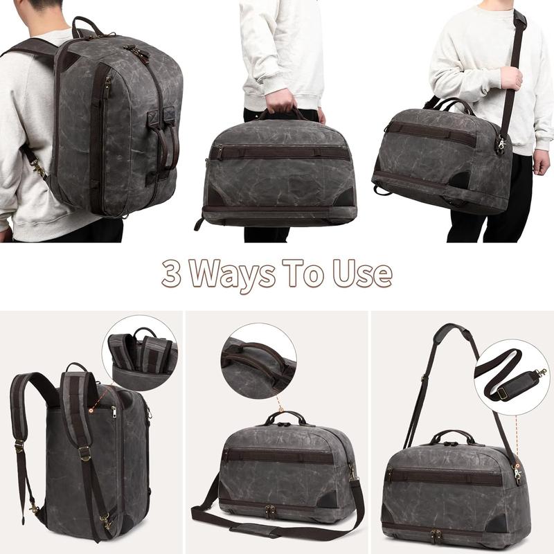 Travel Duffel Bag for Men, Weekender Overnight Bag with Toiletry Carry On Gym Bag for Men and Woman Travel Backpack Gray