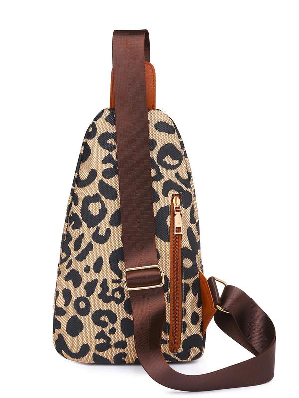 Summer Women's Cute Leopard Pattern Zip-up Belted Bum Bag, Casual Summer Sportive Fanny Pack, Fashionable Crossbody Fanny Pack for Summer Daily Use