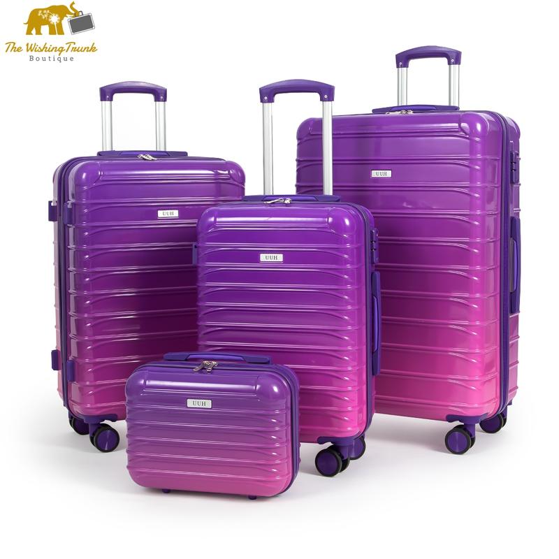 4 Piece Luggage Sets ABS Suitcase (13 20 24 28in) Carry On Travel TSA Lock Spinner Wheels Hardshell Lightweight Luggage Set (Multicolor)