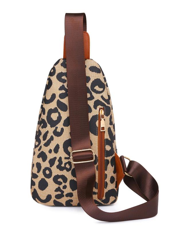 Summer Women's Cute Leopard Pattern Zip-up Belted Bum Bag, Casual Summer Sportive Fanny Pack, Fashionable Crossbody Fanny Pack for Summer Daily Use