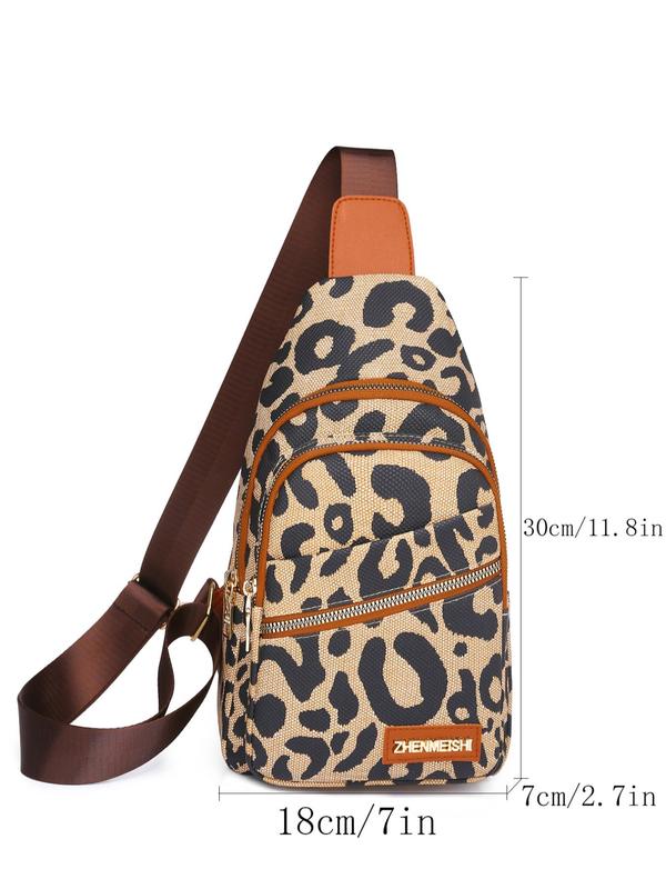 Summer Women's Cute Leopard Pattern Zip-up Belted Bum Bag, Casual Summer Sportive Fanny Pack, Fashionable Crossbody Fanny Pack for Summer Daily Use