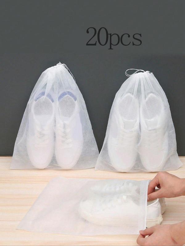 20pcs Simple Basic Drawstring Solid Color Shoe Bag for Women & Men, Casual Portable Dustproof Shoes Travel Bag for Daily Use and Travel, Casual Trendy Versatile High-quality Bag