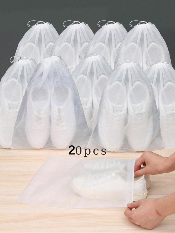 20pcs Simple Basic Drawstring Solid Color Shoe Bag for Women & Men, Casual Portable Dustproof Shoes Travel Bag for Daily Use and Travel, Casual Trendy Versatile High-quality Bag