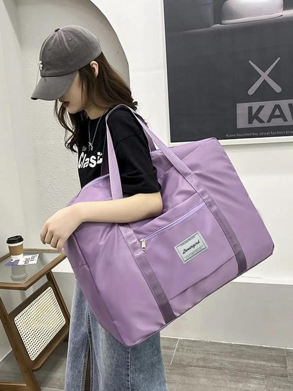 Solid Color Large Capacity Travel Bag for Summer, Lightweight Waterproof Zipper Back To School Travel Bag, Portable Clothes Storage Bag, Unisex Traveling Bags