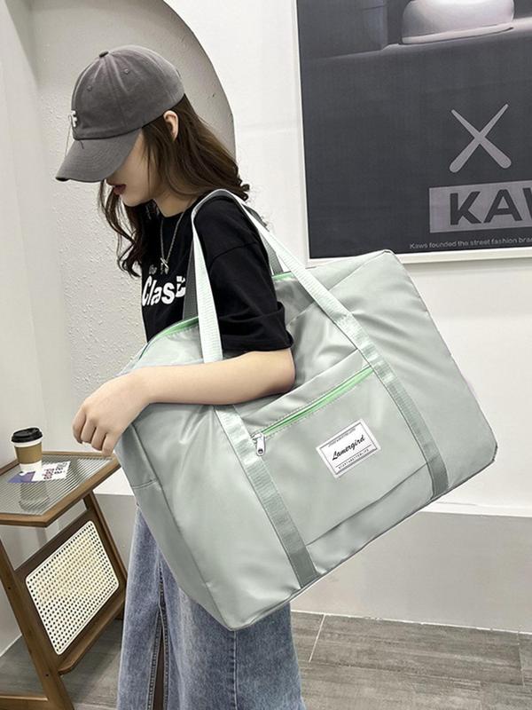 Solid Color Large Capacity Travel Bag for Summer, Lightweight Waterproof Zipper Back To School Travel Bag, Portable Clothes Storage Bag, Unisex Traveling Bags