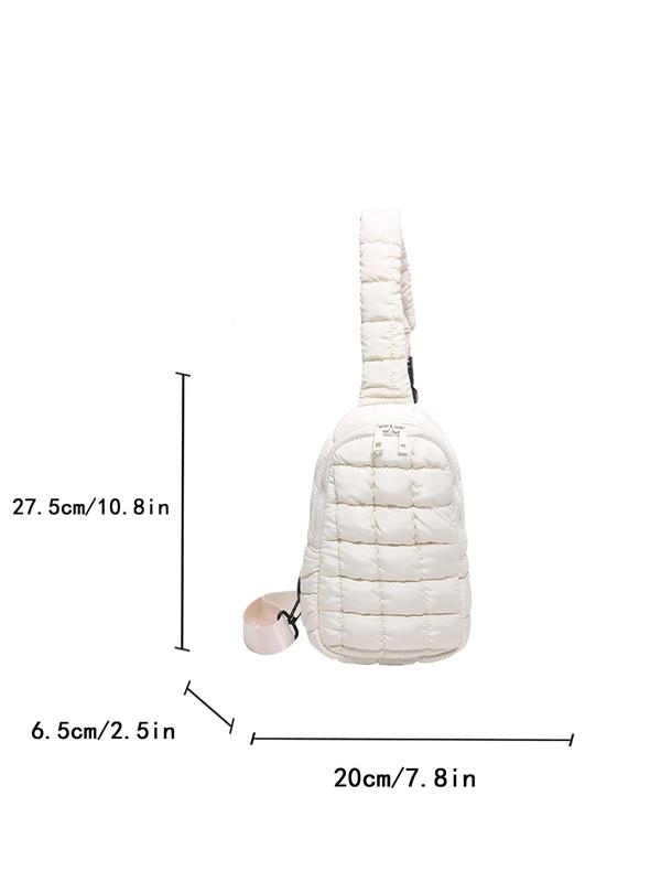 Women's Solid Color Quilted Puffer Design Sling Bag, Fashionable Casual Versatile Zipper Chest Bag for Daily Used, Trendy All-match Commuter Bag