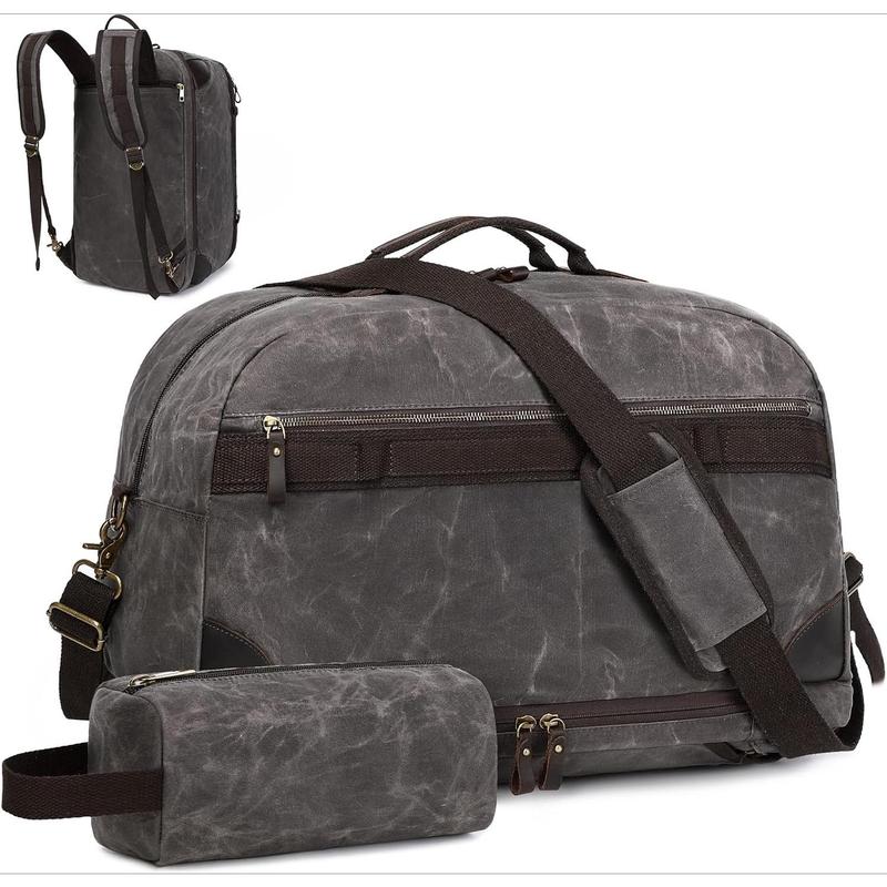 Travel Duffel Bag for Men, Weekender Overnight Bag with Toiletry Carry On Gym Bag for Men and Woman Travel Backpack Gray