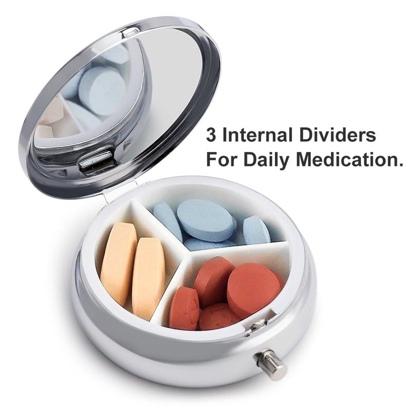 3 Compartment Pill Box, 1 Count Portable Mini Cartoon Pattern Capsule Organizer, Travel Pill Case for Pocket Purse Backpack