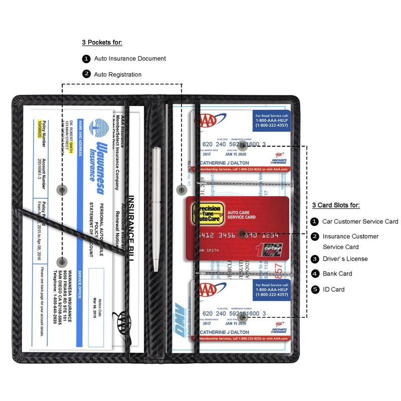 Car Registration & Insurance Holder, Car Interior Registration & Insurance Card Holder Bag, Truck Car Accessories