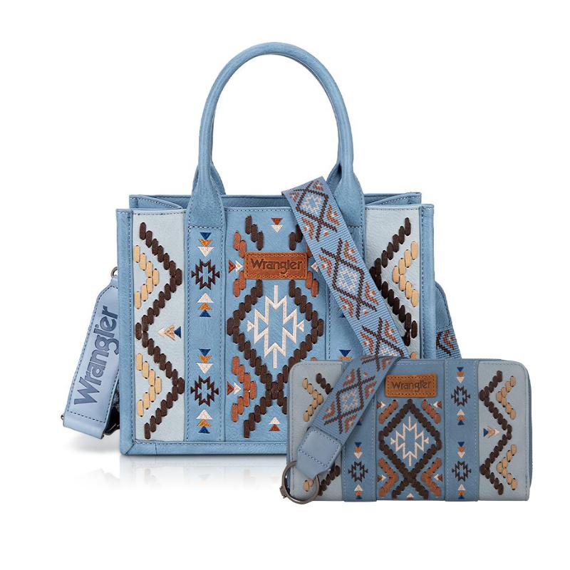 Wrangler 2024 New Style Southwestern Print Tote Bag & Sling Bag & Clutch Bundle Family Bundle