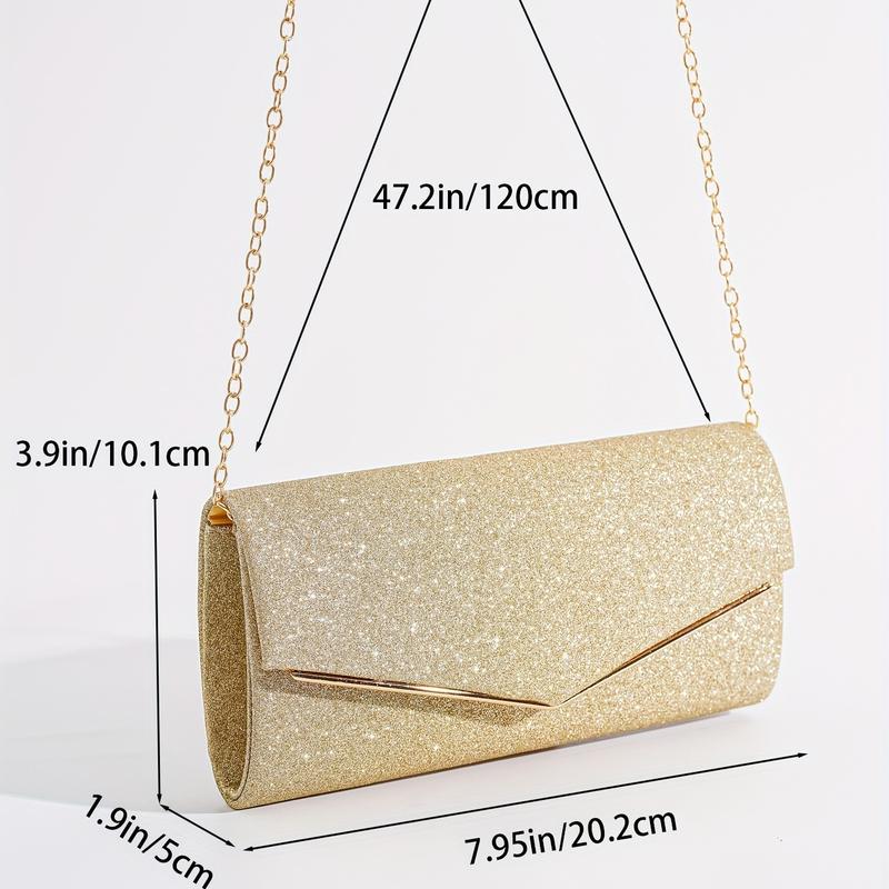 Fashionable Glitter Long Wallet, Flap Clutch Chain Bag, Women's Elegant Evening Bag For Party For Carnaval Use