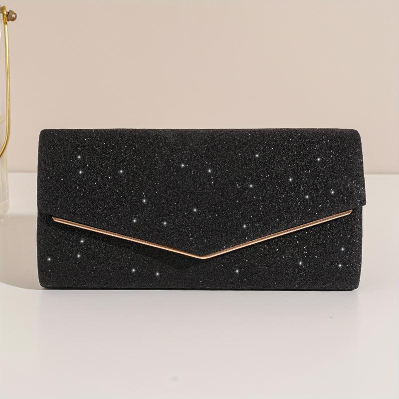 Fashionable Glitter Long Wallet, Flap Clutch Chain Bag, Women's Elegant Evening Bag For Party For Carnaval Use