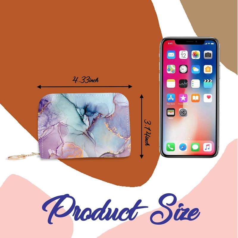 Credit Card Holder,Stay Safe and Stylish with Our RFID-Blocking Slim Wallet for Women.Keep Your Belongings Safe and Organized (Colorful Marble)