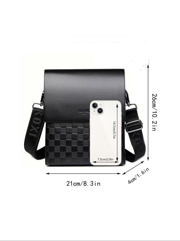 Men's Business Fashion PU Leather Crossbody Bag, Embossed Shoulder Bag for Work & Daily Used, Casual Trendy Versatile High-quality Daily Commuting Bag