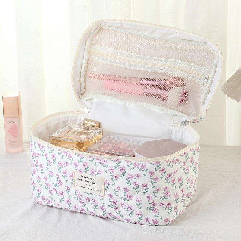 Floral Pattern Makeup Bag Set, 3 Counts set Large Capacity Cosmetic Storage Bag, Zipper Makeup Organizer Pouch