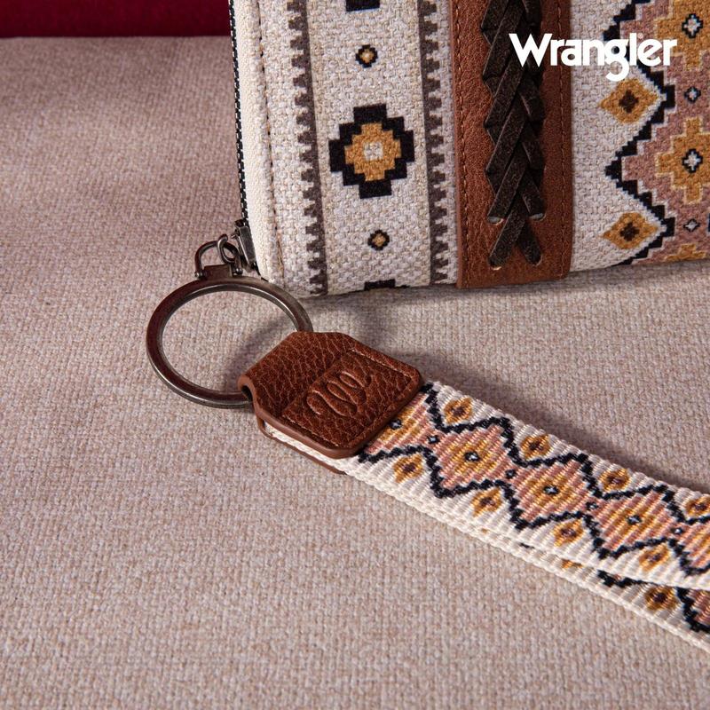 Wrangler Southwestern Pattern Canvas Wallet With Wristlet Strap